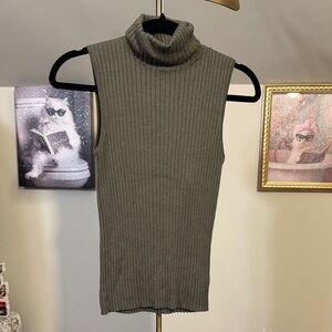EUC Express Olive Sleeveless Turtleneck Sweater with Tons of Stretch
